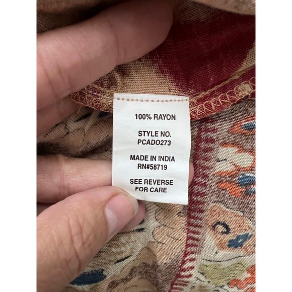 Elementz Smocked Maxi Dress Sz PL Fall Color Print Sleeveless Festival Boho - Picture 4 of 5